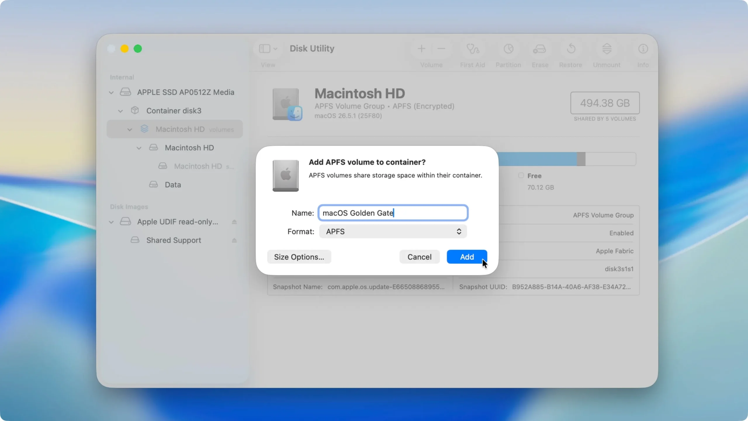 Как установить macOS Golden Gate и Tahoe на одном Mac 3