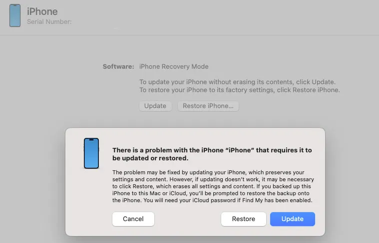 Как перевести iPhone в режим восстановления и сбросить настройки 3