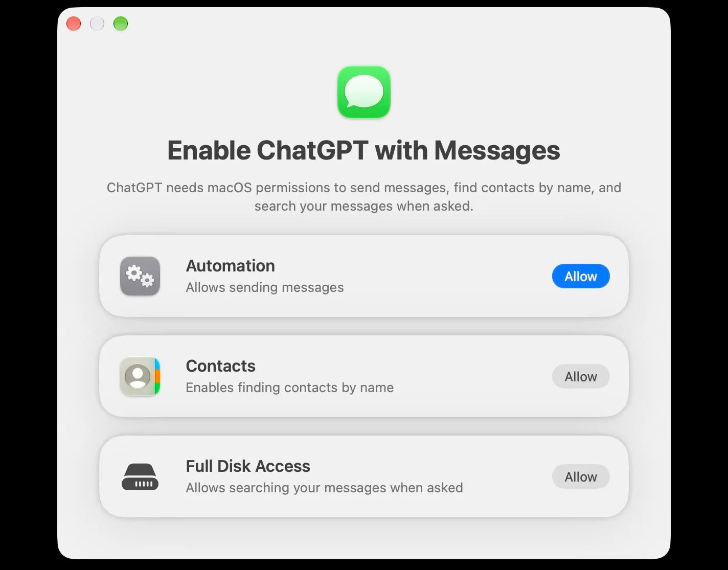 Обзор интеграции ChatGPT с Apple Messages на Mac 2