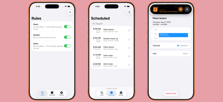 Обзор KeyAlarm: будильник для важных событий в календаре