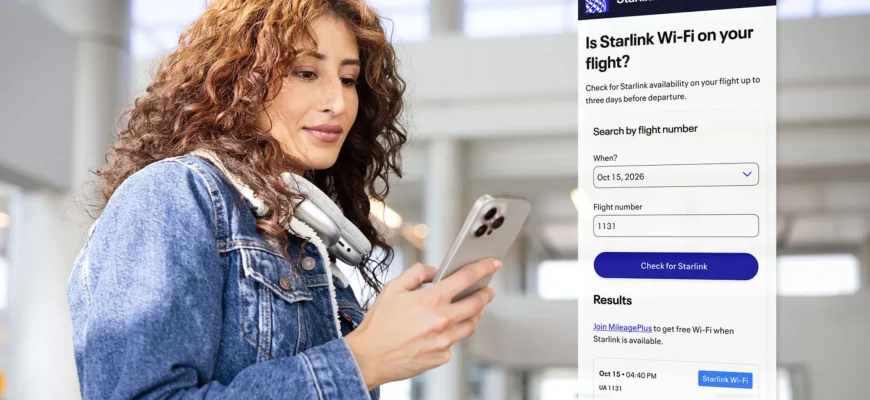 Как проверить наличие Starlink Wi-Fi на рейсах United